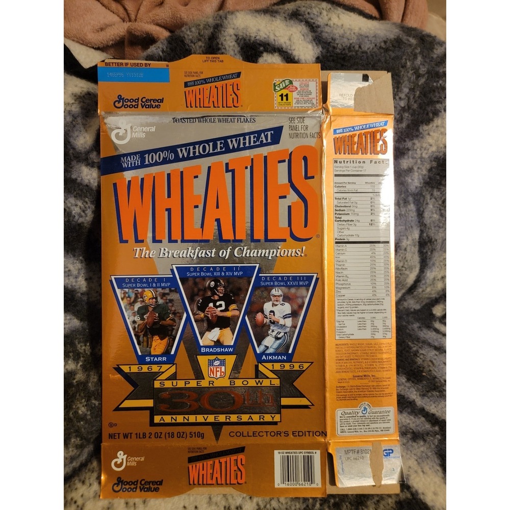 Wheaties Super Bowl 30th Anniversary Collector's Edition Box 1996 NFL MVPs